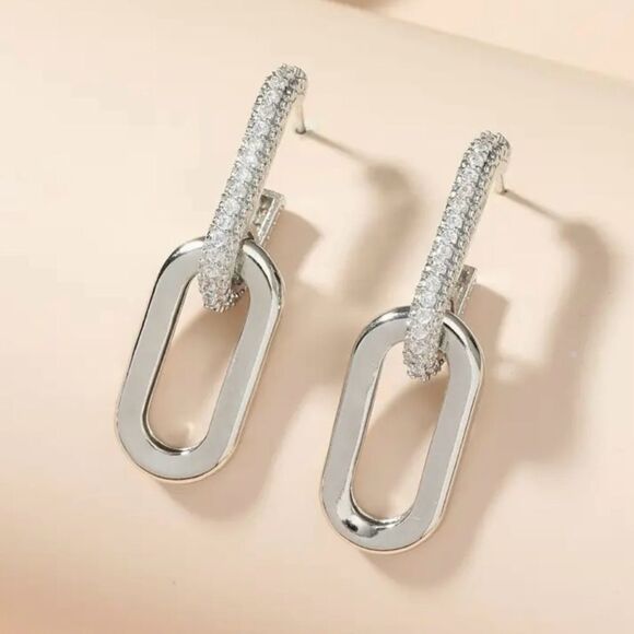 Naked Hanger Zircon Decor, 18K Gold Plated Silver Earrings - Picture 4 of 5